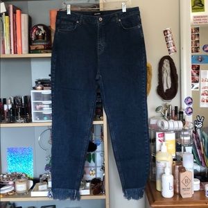 Missguided Frayed Hem High Waisted Jeans
